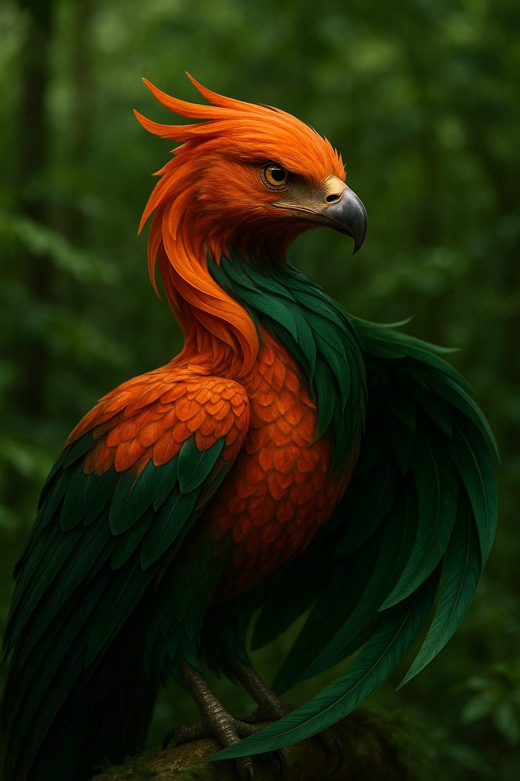 A phoenix with orange and green plumage, the Zyleno emblem